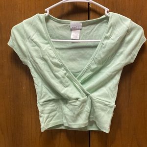 Green Short Sleeve Crop Top